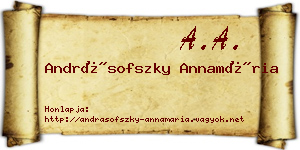 Andrásofszky Annamária névjegykártya